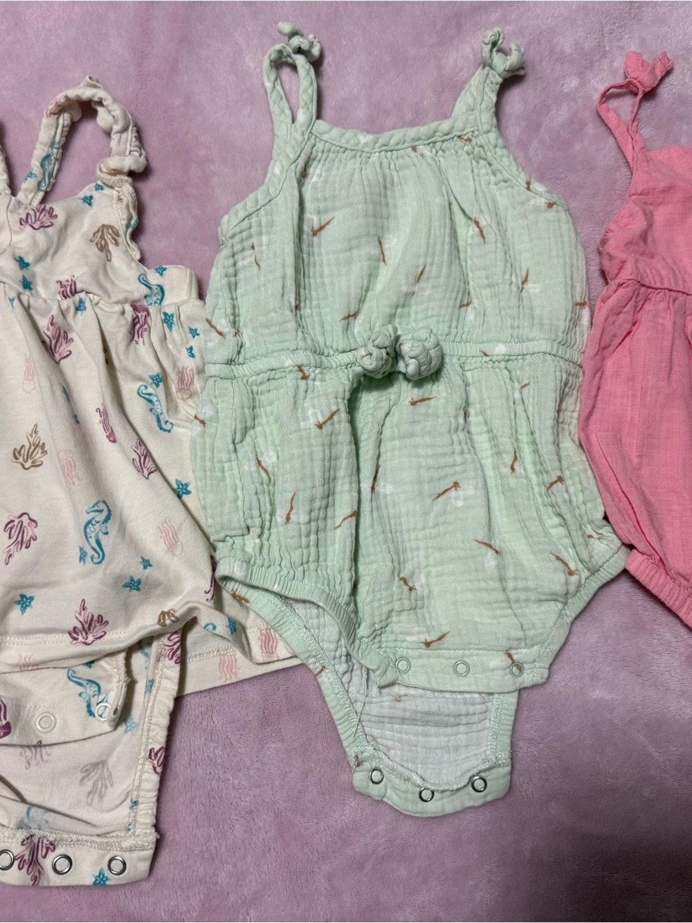 GAP Mint Green Knotted Muslin One-Piece Footie